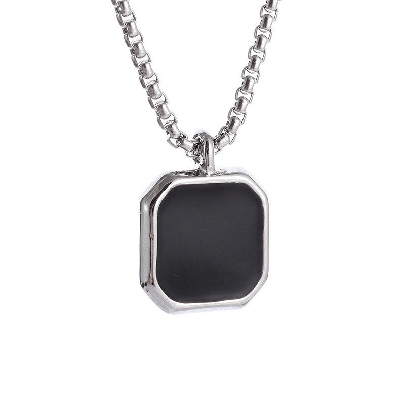 Gold Square Pendant Stainless Steel Necklace