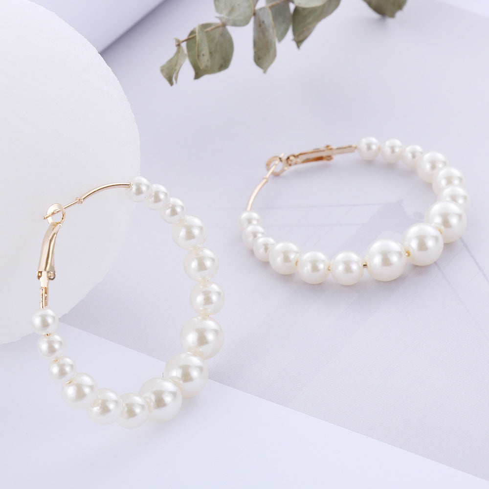 Pearl Circle Exaggerated Large Circle Earrings