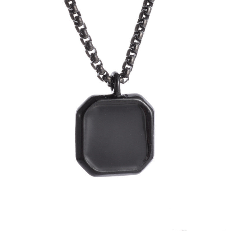 Gold Square Pendant Stainless Steel Necklace