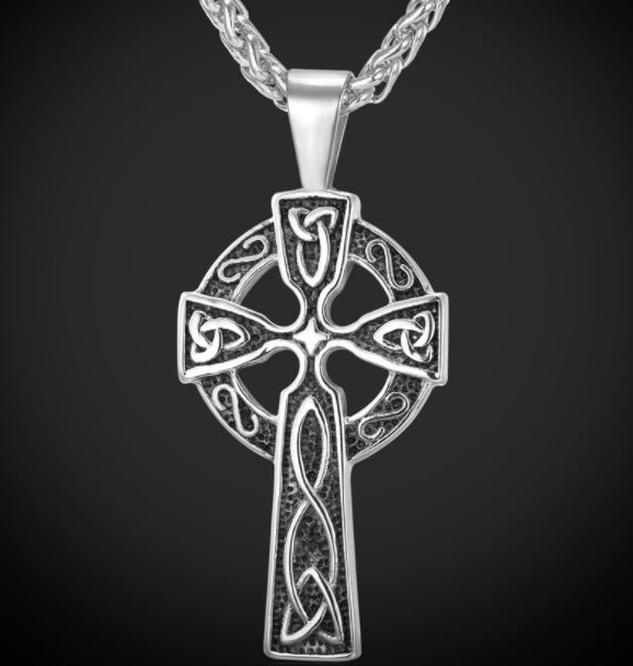 U7 Gold Color Stainless Steel Triquetra Viking Triple Horn Of Odin Jewelry Fashion Cross Irish Knot Men Necklace & Pendant P754