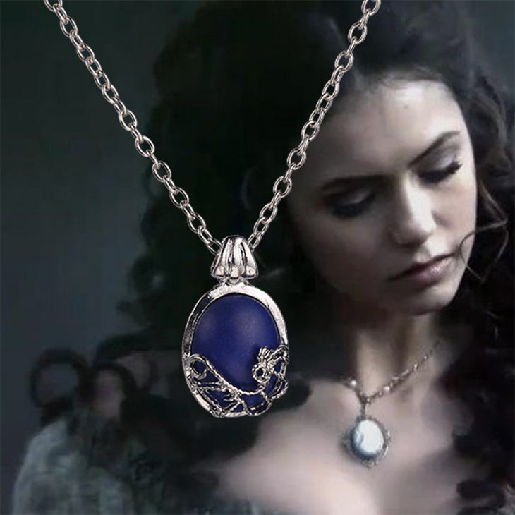 The Vampire Diaries Necklace Vintage Katherine Blue Stone