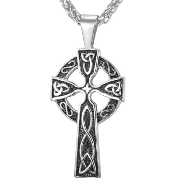 U7 Gold Color Stainless Steel Triquetra Viking Triple Horn Of Odin Jewelry Fashion Cross Irish Knot Men Necklace & Pendant P754