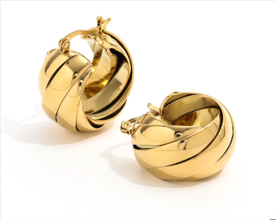 Bold 18K Gold-Plated Layered Hoop Earrings – Statement Jewelry for Women