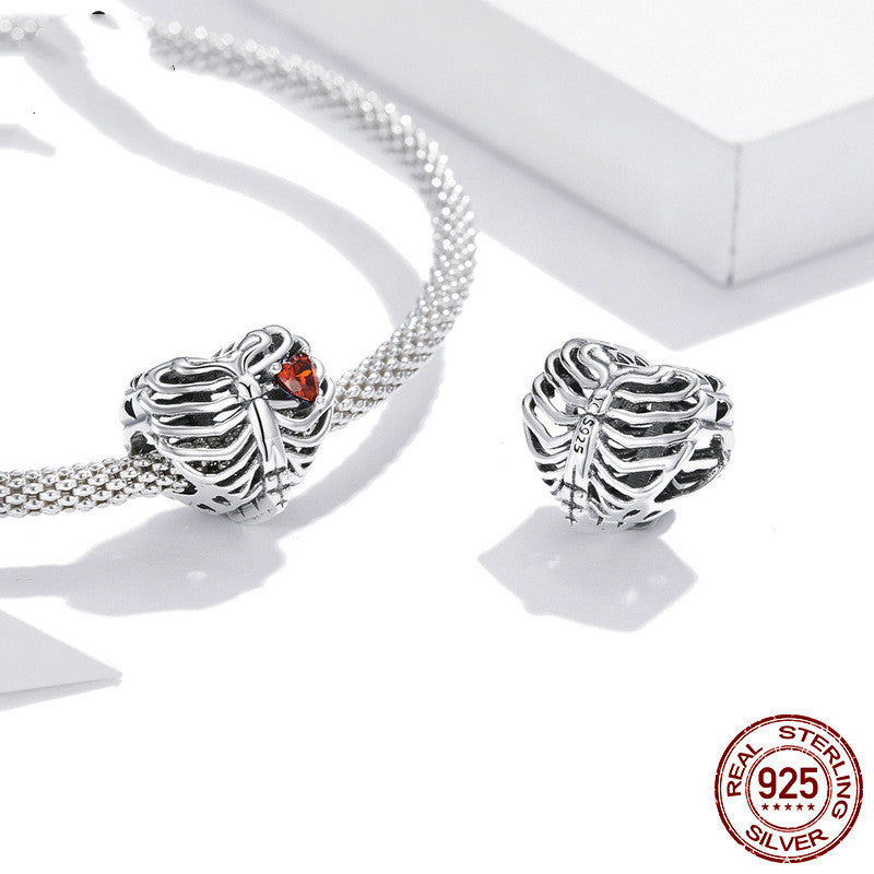 Pulsatile Heart Sterling Silver S925 Heart-shaped Simple Hollow Zircon Bracelet Accessories