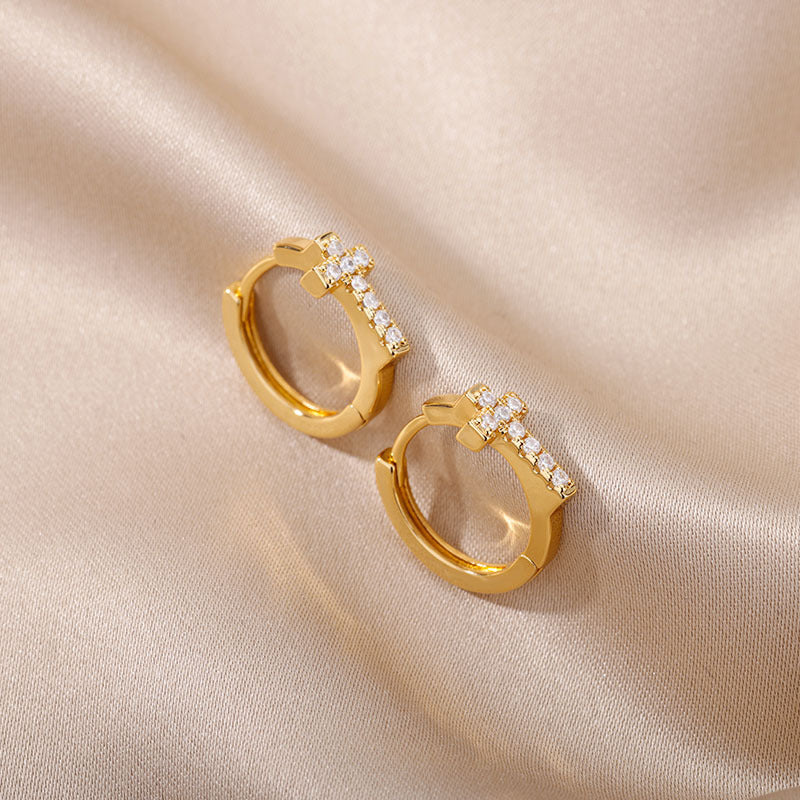 Aesthetic Stainless Steel Hoop Earrings For Women Gold Color