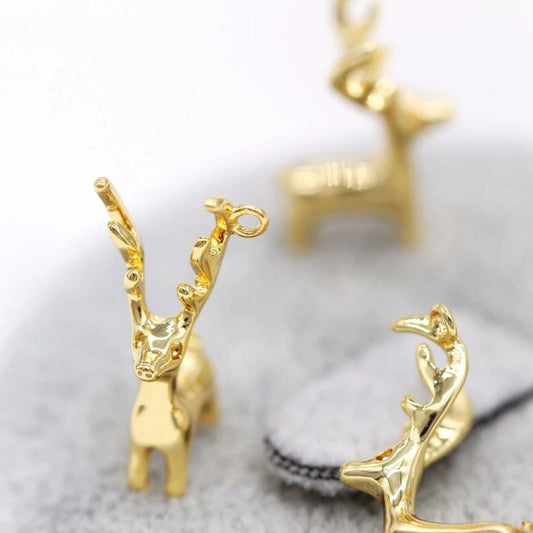 Color-preserving Pure Copper Plated 18K Gold Accessories Deer Mori Style Pendant