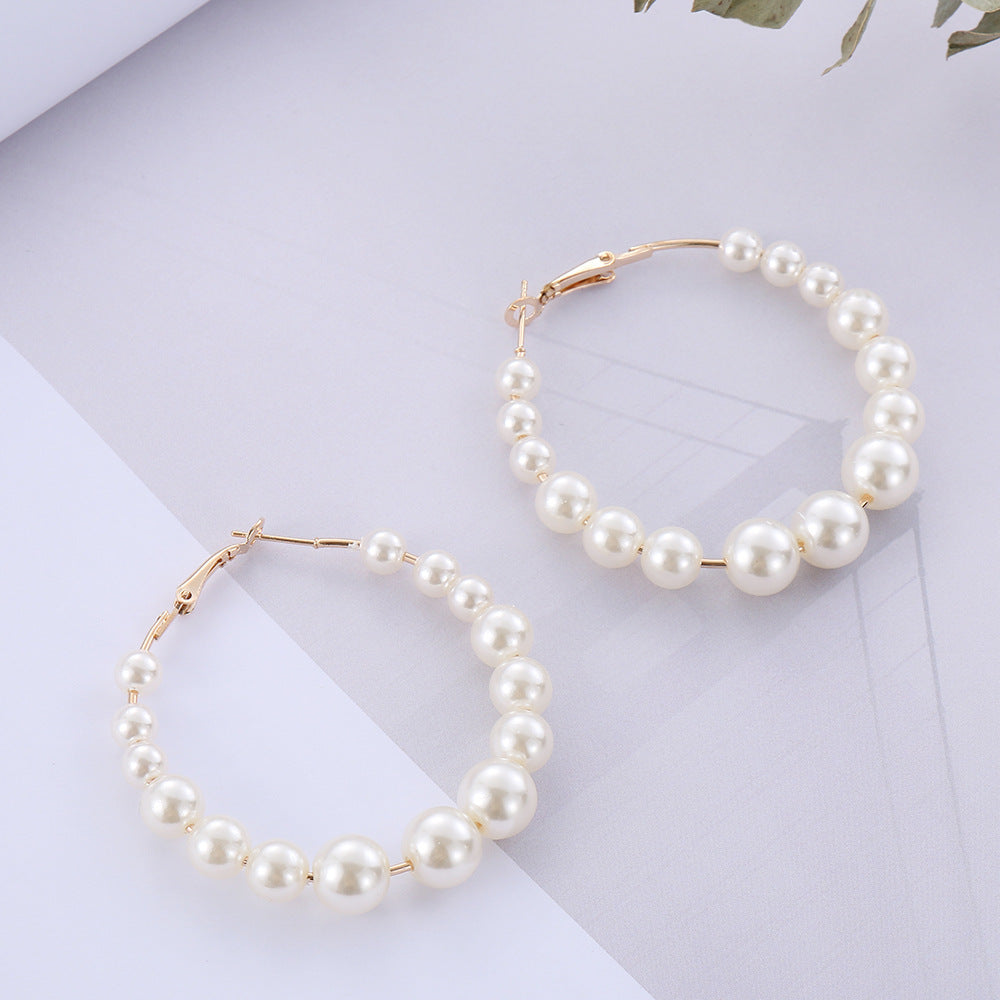 Pearl Circle Exaggerated Large Circle Earrings